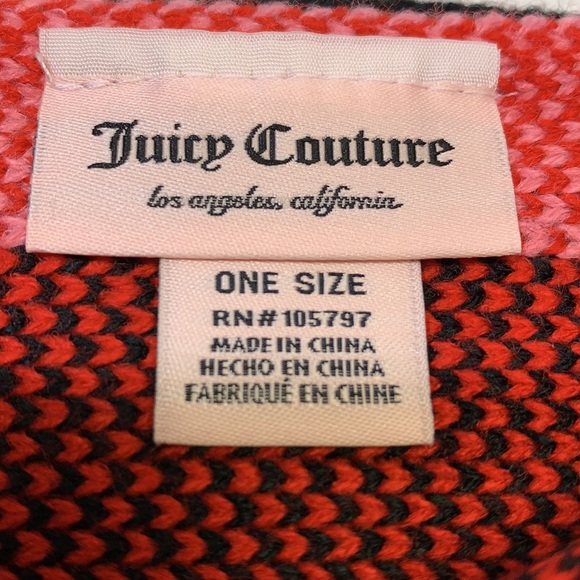New Juicy Couture Scarf & Hat set, red, pink & black - Picture 5 of 8